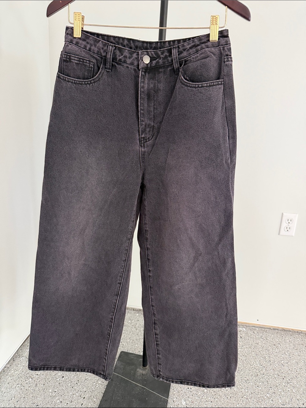 Cider Washed Charcoal Wide-Leg Flare Jeans